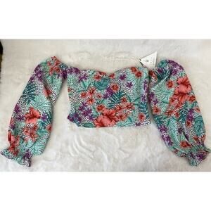 Lost + Wander Floral Puff Sleeve Crop Top NWT | Size Small (XS–S Fit)